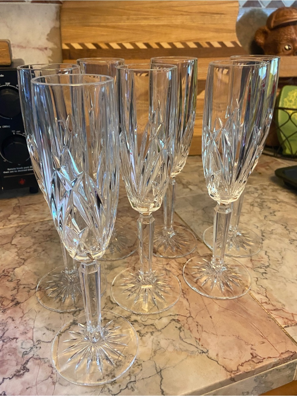 Marquis By Waterford Set of 7 Cut Crystal Champagne Flutes